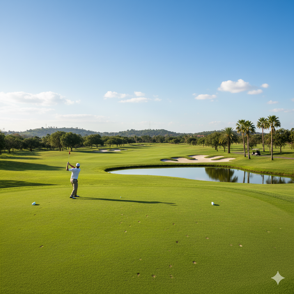 青空の下、美しいゴルフコースが広がる写真、ゴルフマナー